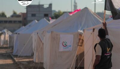 اللجنة المصرية تنشئ المخيم الخامس في غزة بـ500 خيمة للنازحين